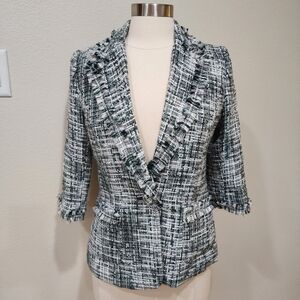 Jacket Society Boucle Tweed Jacket Metallic Fringe Chanel Style size Small